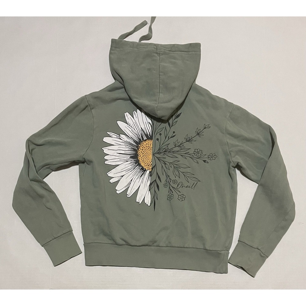 Oneill Womens Size XS Pullover‎ Hoodie Flower Morph Green Graphic Floral - Picture 2 of 6